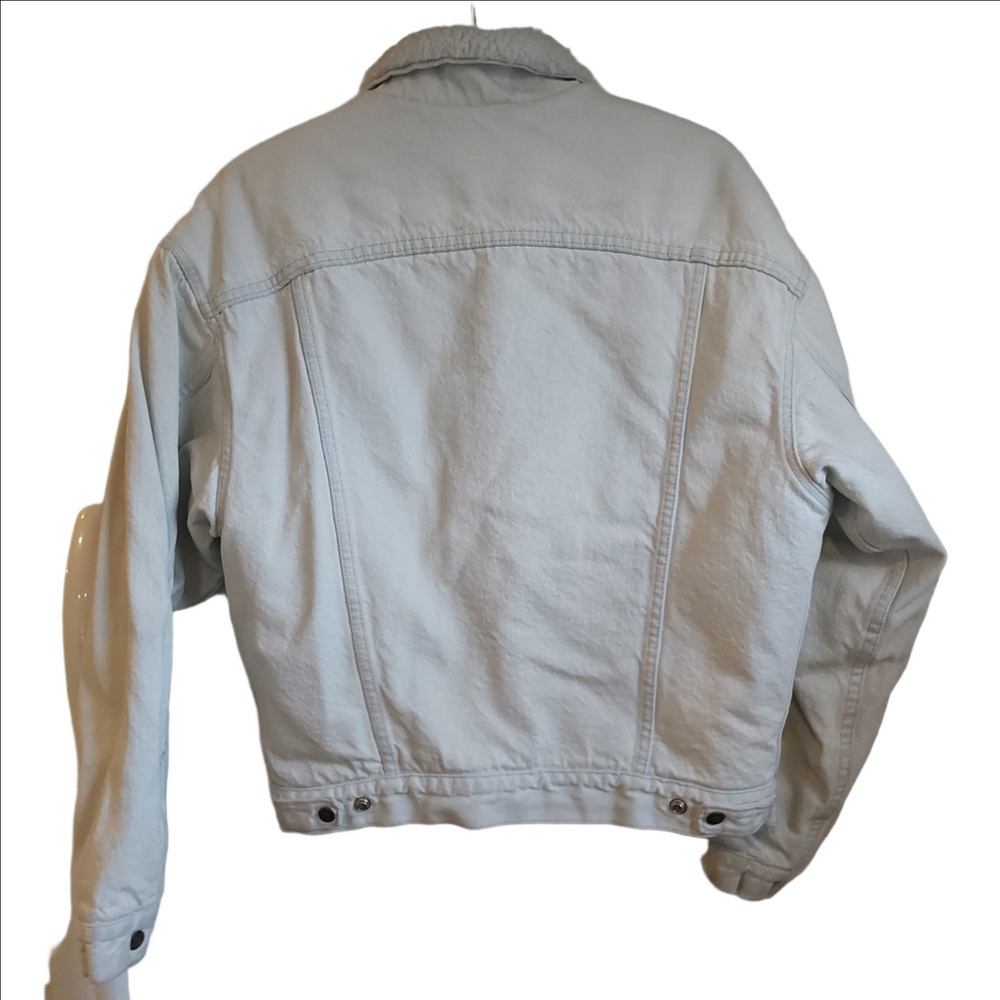 Vintage 90s Levi’s Sherpa Denim Trucker Jacket Light Wash Size S USA - Picture 4 of 13